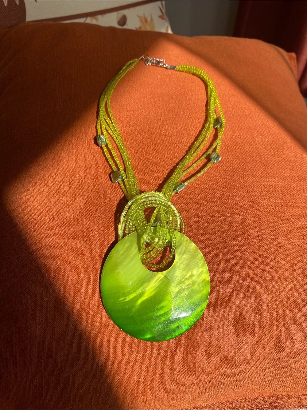 Green Statement Shell Pendant Necklace